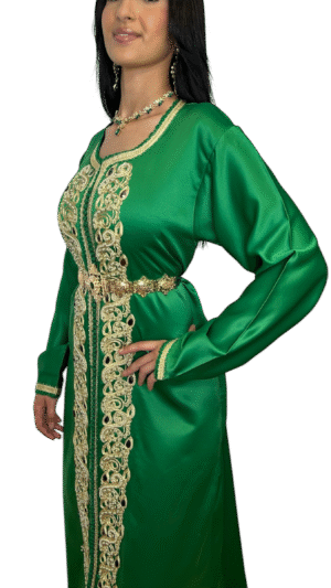 💚 Caftan Vert Malaki – Élégance impériale & détails dorés