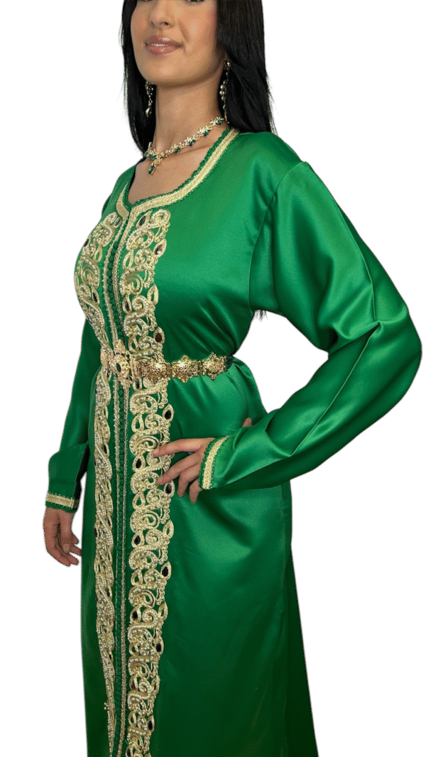 💚 Caftan Vert Malaki – Élégance impériale & détails dorés