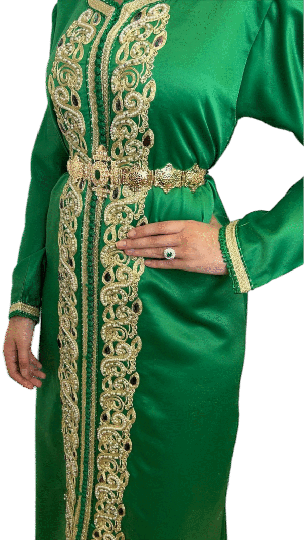 💚 Caftan Vert Malaki – Élégance impériale & détails dorés