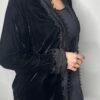 Kimono Marocain noir en velour - Élégance intemporelle