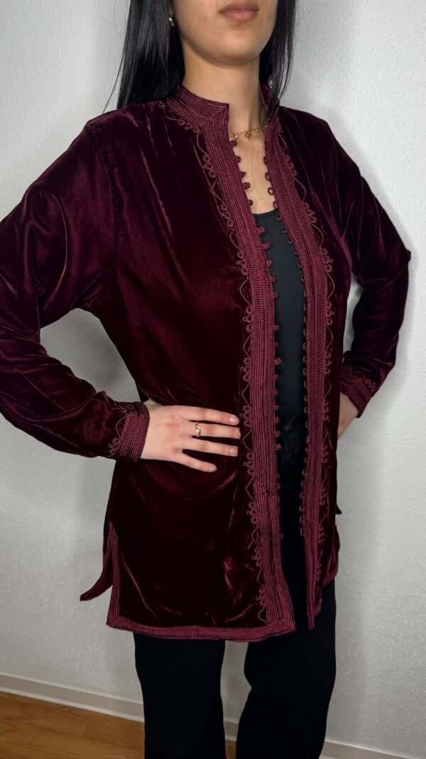 Kimono marocain bordeaux en velour - Chic & caractère