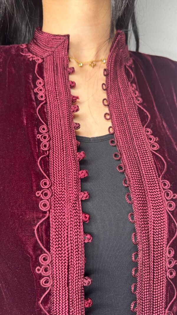 Kimono marocain bordeaux en velour - Chic & caractère